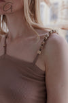BASERANGE Ribbed Cotton Needle Tank Top TONI and TOTV Collection Made in Portugal TOTV-RC-AU23-TSM Dehydrated Beige TONI